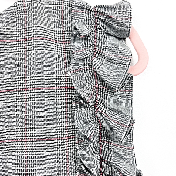 Worthington Houndstooth Plaid Black White & Pink Blouse - Picture 8 of 10